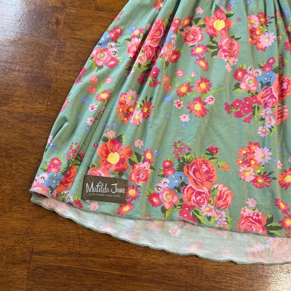 Matilda Jane Island Emilia Dress Kids Size 8 Pink Green Floral Ruffle - Picture 5 of 7